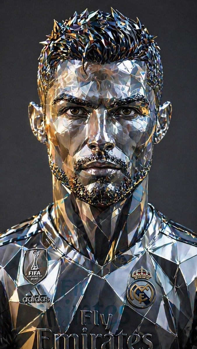 产品视觉 GPT Image 2 提示词：Futuristic Low-Poly Metallic Portrait