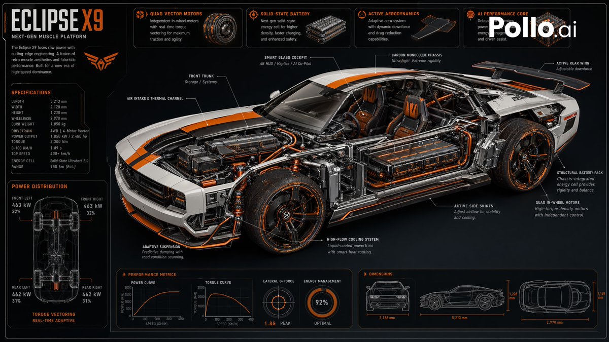 信息图 GPT Image 2 提示词：Futuristic Muscle Car Infographic