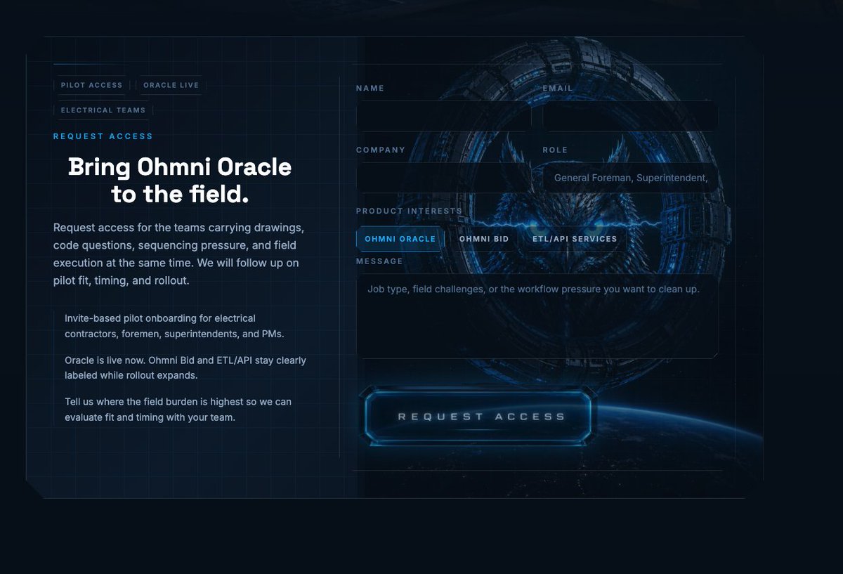 产品视觉 GPT Image 2 提示词：Futuristic Ohmni Access Landing Page