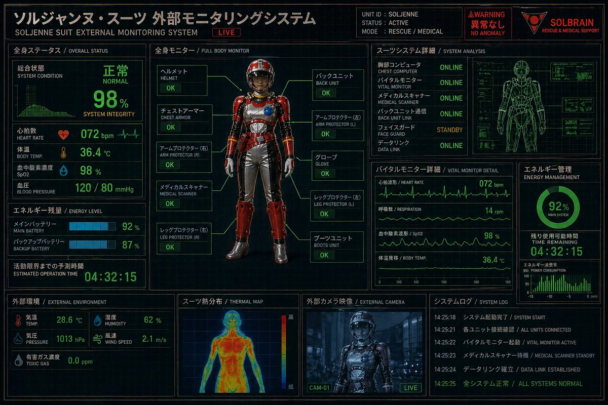 产品视觉 GPT Image 2 提示词：Futuristic Rescue Suit Monitoring HUD