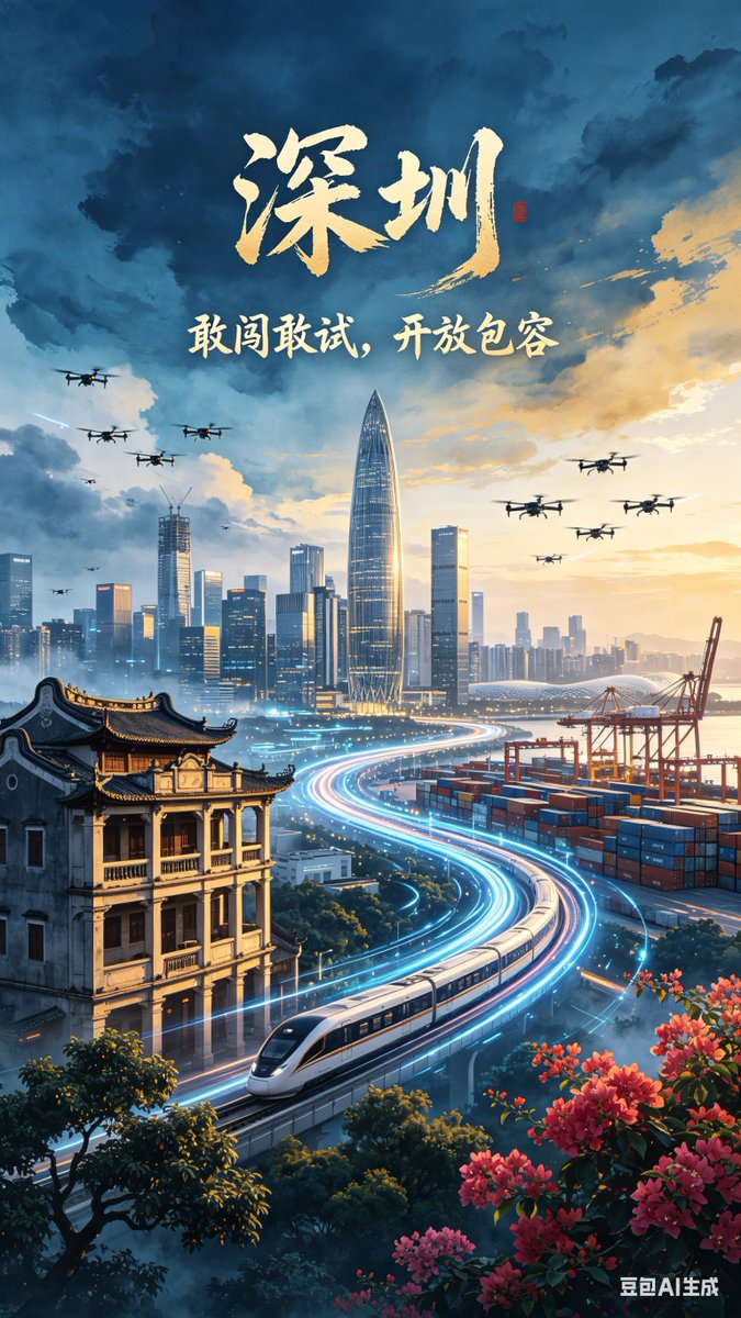 产品视觉 GPT Image 2 提示词：Futuristic Shenzhen City Poster