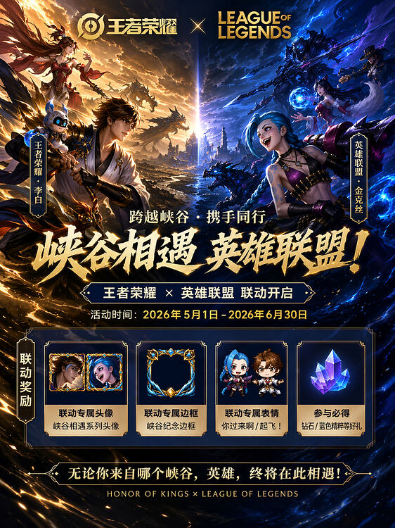 产品视觉 GPT Image 2 提示词：Game Crossover Promotional Poster