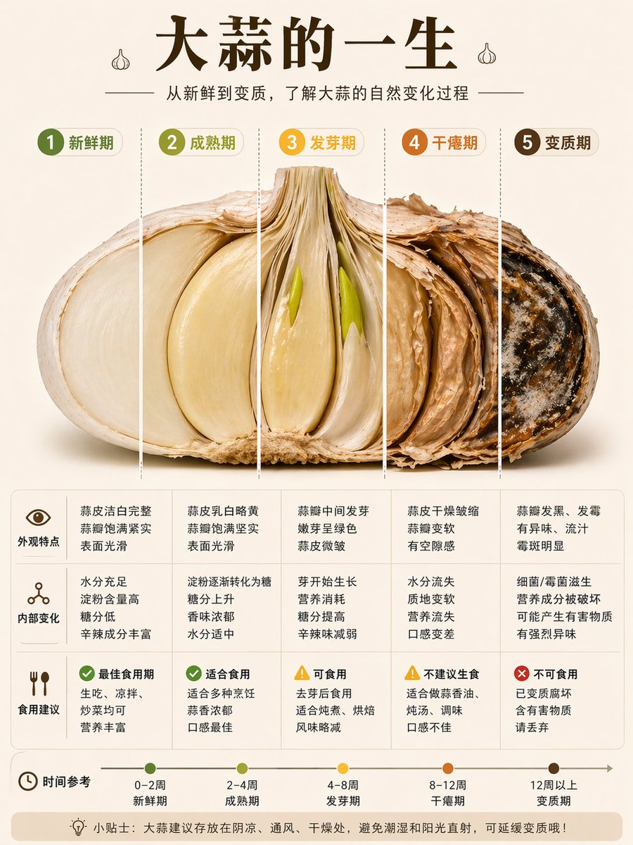 产品视觉 GPT Image 2 提示词：Garlic Life Cycle Infographic