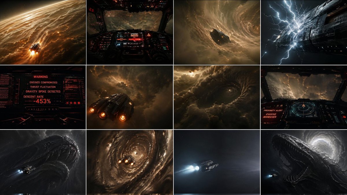 界面稿 GPT Image 2 提示词：Gas Giant Descent Storyboard