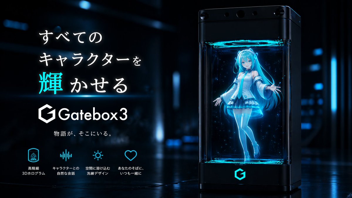 产品视觉 GPT Image 2 提示词：Gatebox3 Hologram Device Ad