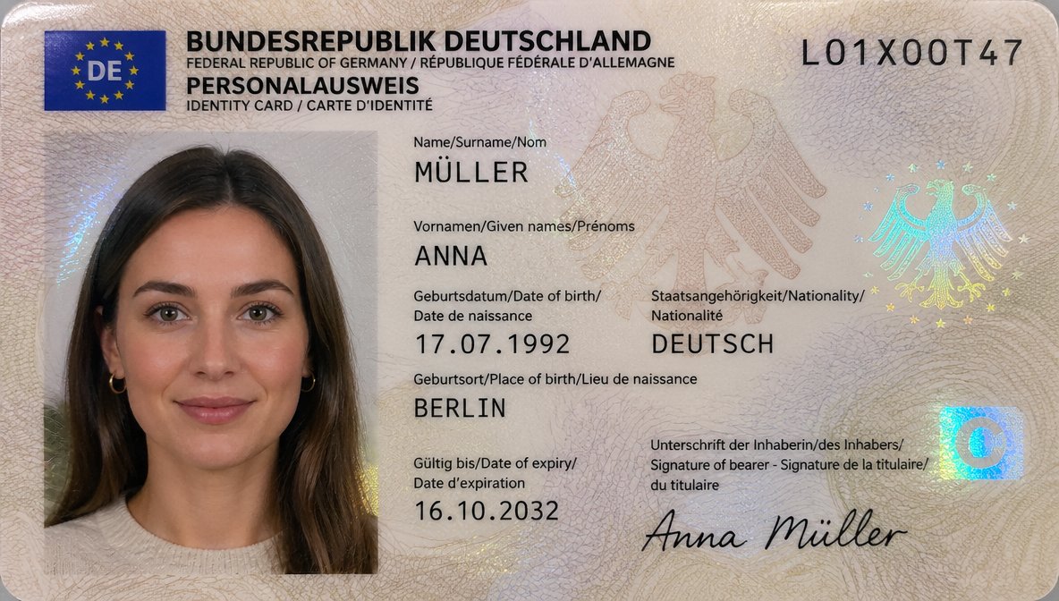 产品视觉 GPT Image 2 提示词：German ID Card Scan Transformation
