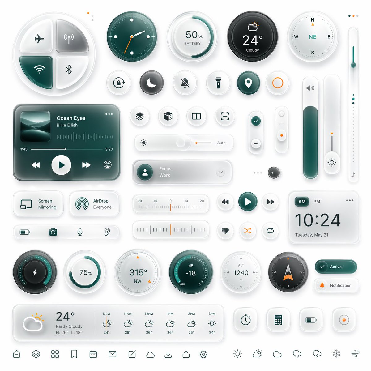 产品视觉 GPT Image 2 提示词：Glassmorphism Smart UI Kit
