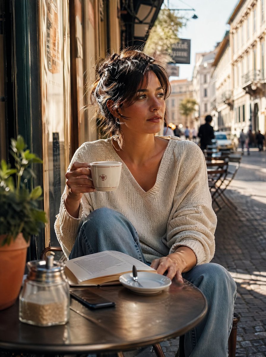 产品视觉 GPT Image 2 提示词：Golden Hour Café Portrait