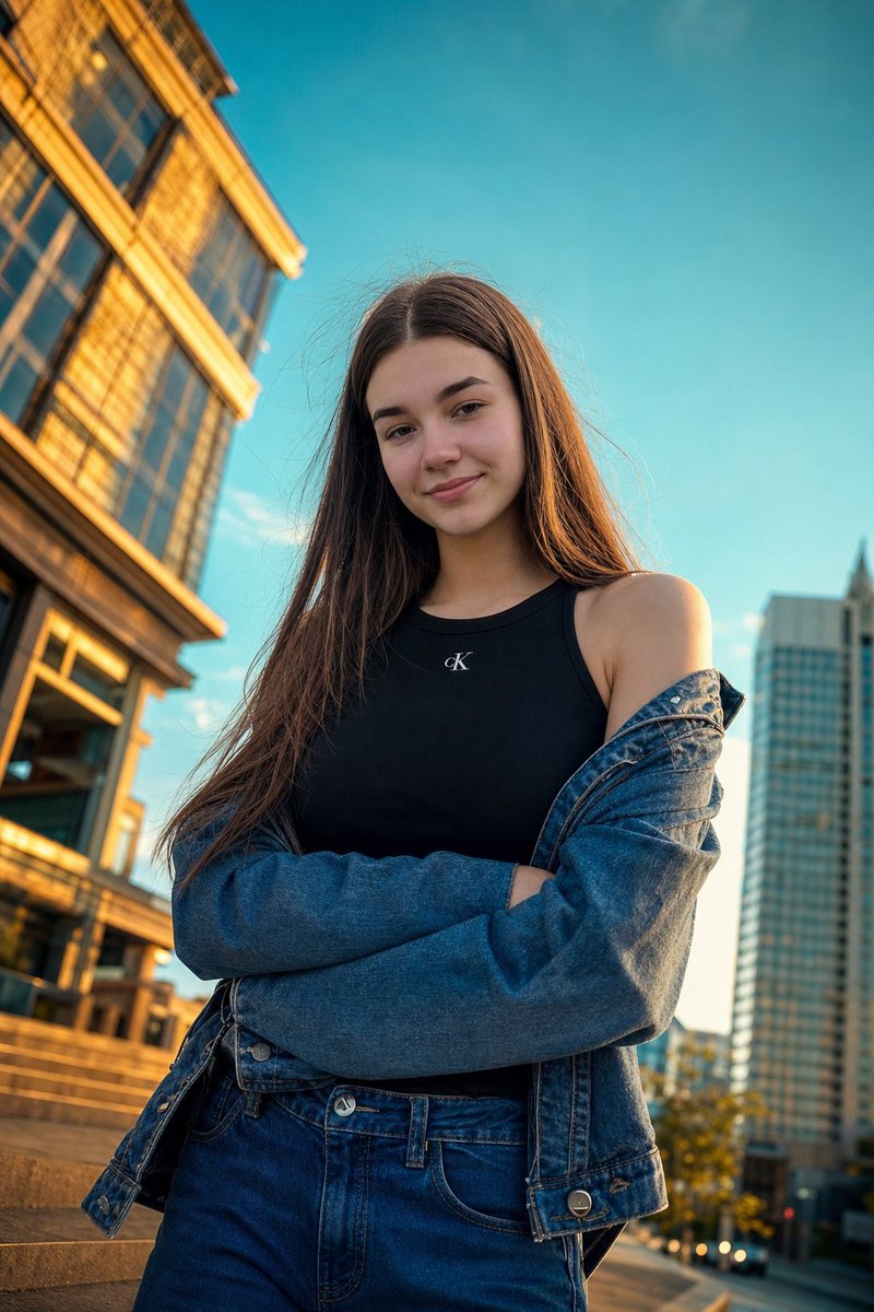 界面稿 GPT Image 2 提示词：Golden Hour Urban Street Portrait