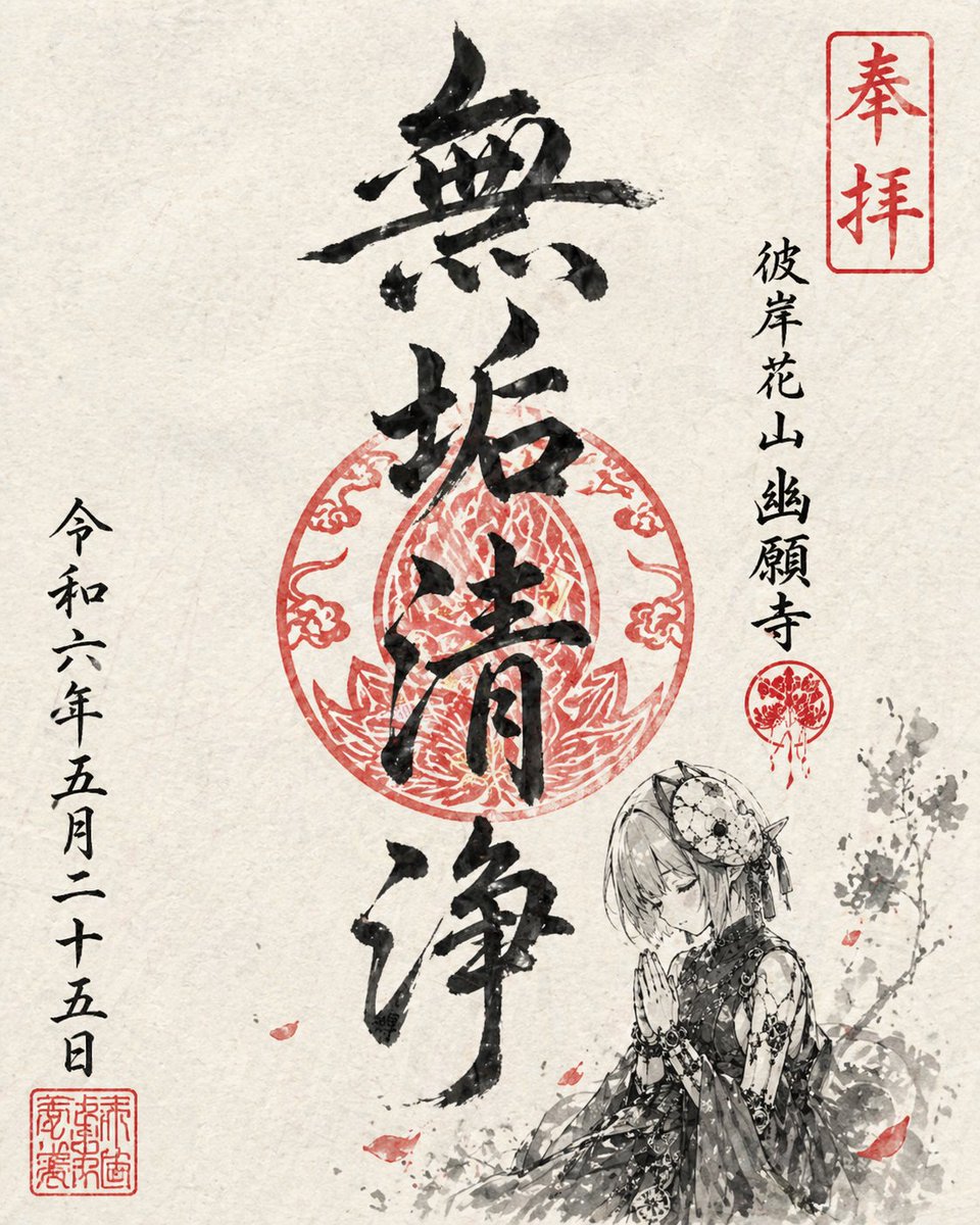 界面稿 GPT Image 2 提示词：Goshuin Style Character Illustration