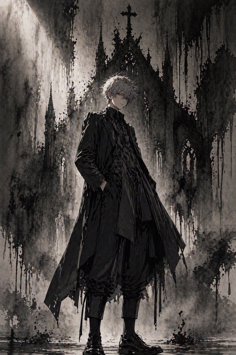 界面稿 GPT Image 2 提示词：Gothic Anime Figure Before Cathedral