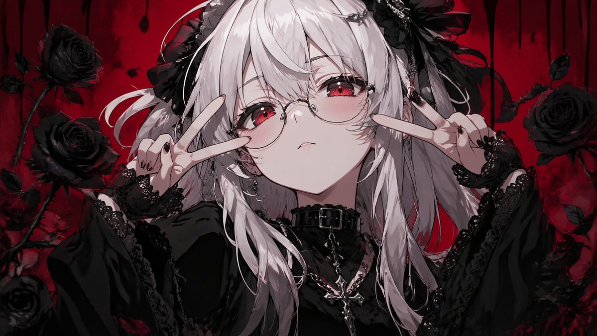 角色设定 GPT Image 2 提示词：Gothic Anime Girl with Black Roses