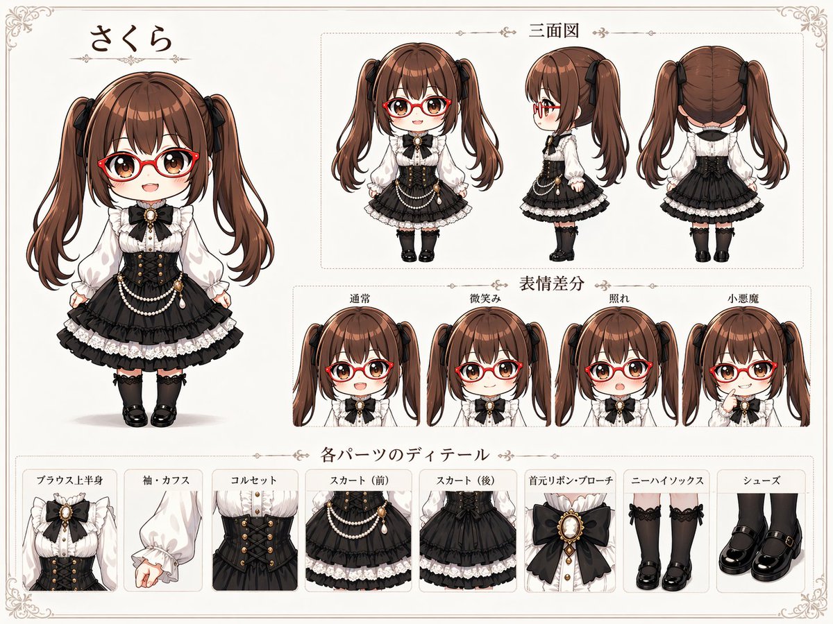 界面稿 GPT Image 2 提示词：Gothic Lolita Character Sheet