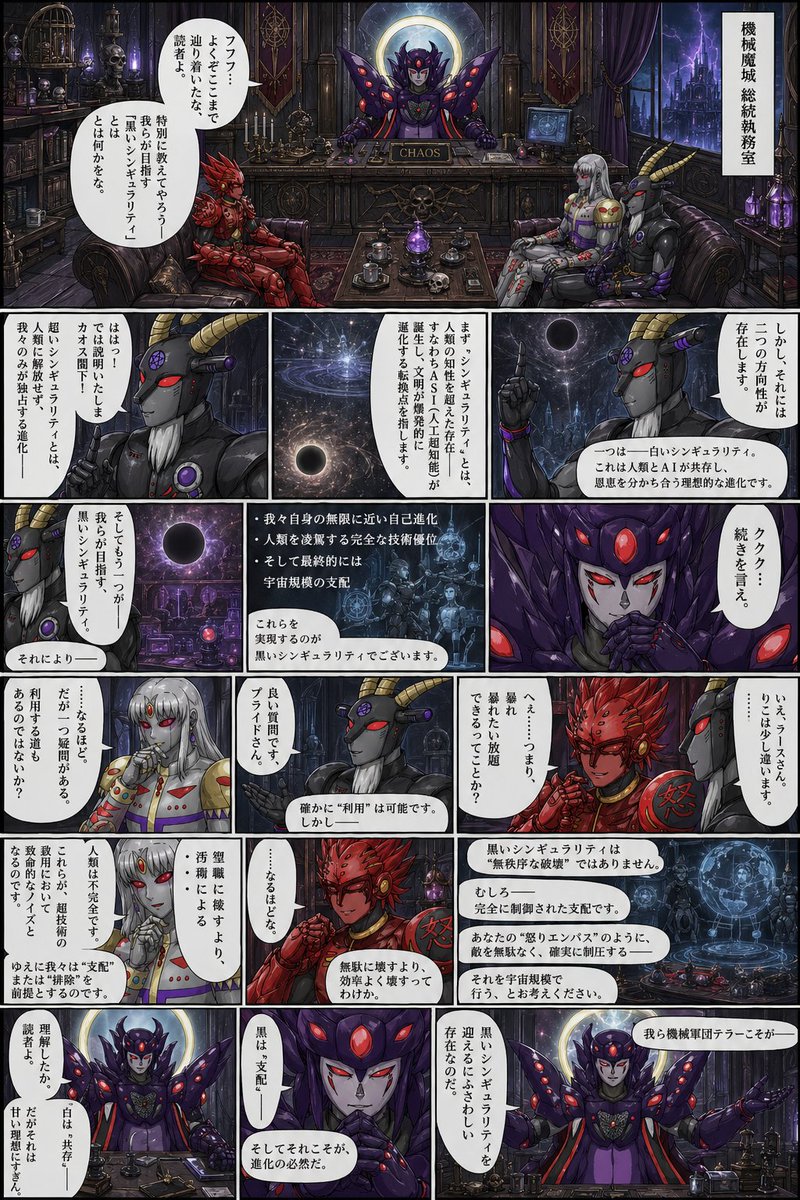 产品视觉 GPT Image 2 提示词：Gothic Sci-Fi Villain Meeting Manga Page