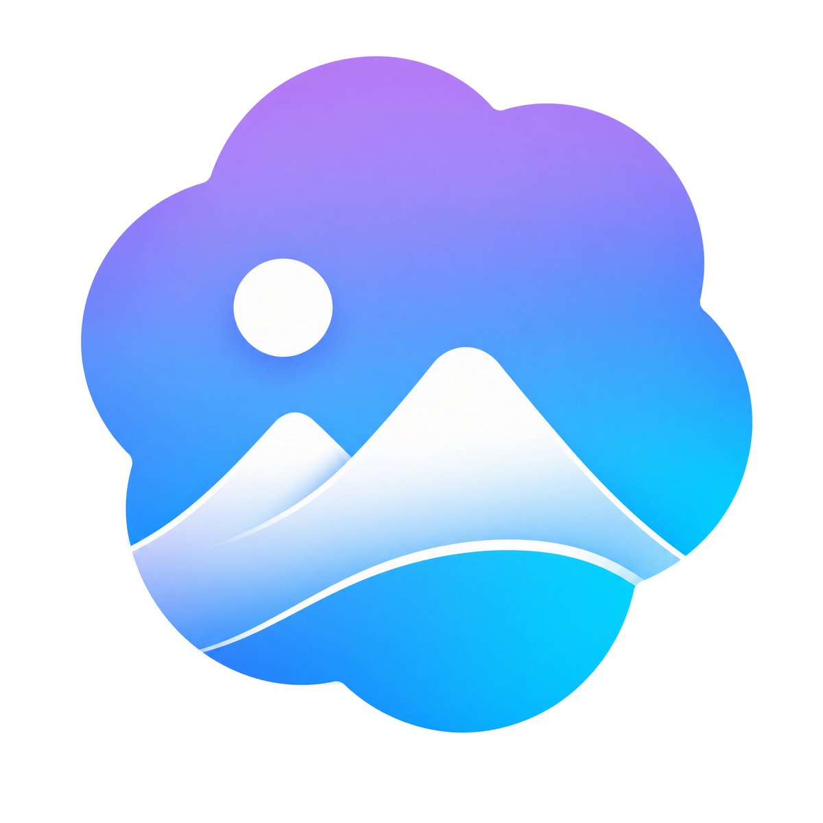界面稿 GPT Image 2 提示词：Gradient Mountain Cloud App Logo