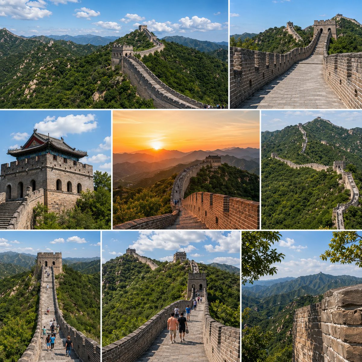 故事绘本 GPT Image 2 提示词：Great Wall Travel Collage