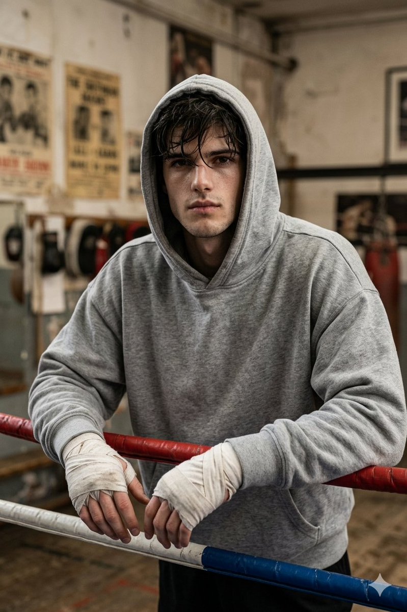 产品视觉 GPT Image 2 提示词：Gritty Boxer in Vintage Gym