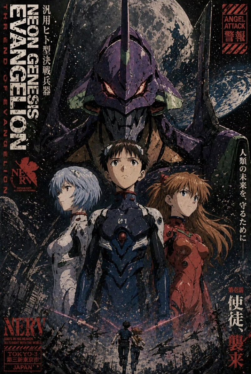 产品视觉 GPT Image 2 提示词：Gritty Evangelion Poster