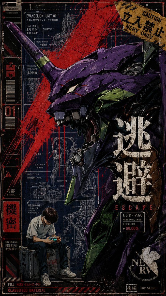 产品视觉 GPT Image 2 提示词：Gritty Evangelion Unit-01 Poster