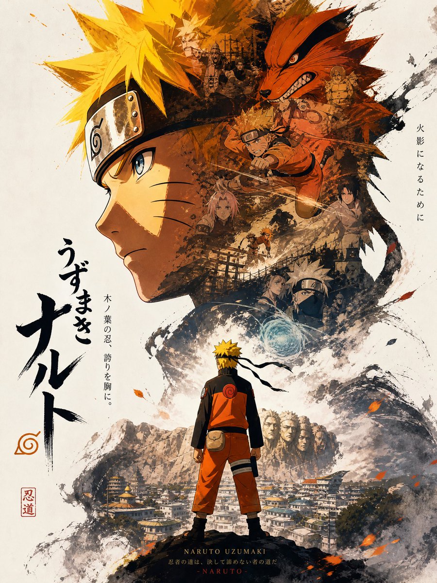 产品视觉 GPT Image 2 提示词：Gritty anime ninja character Anime Poster