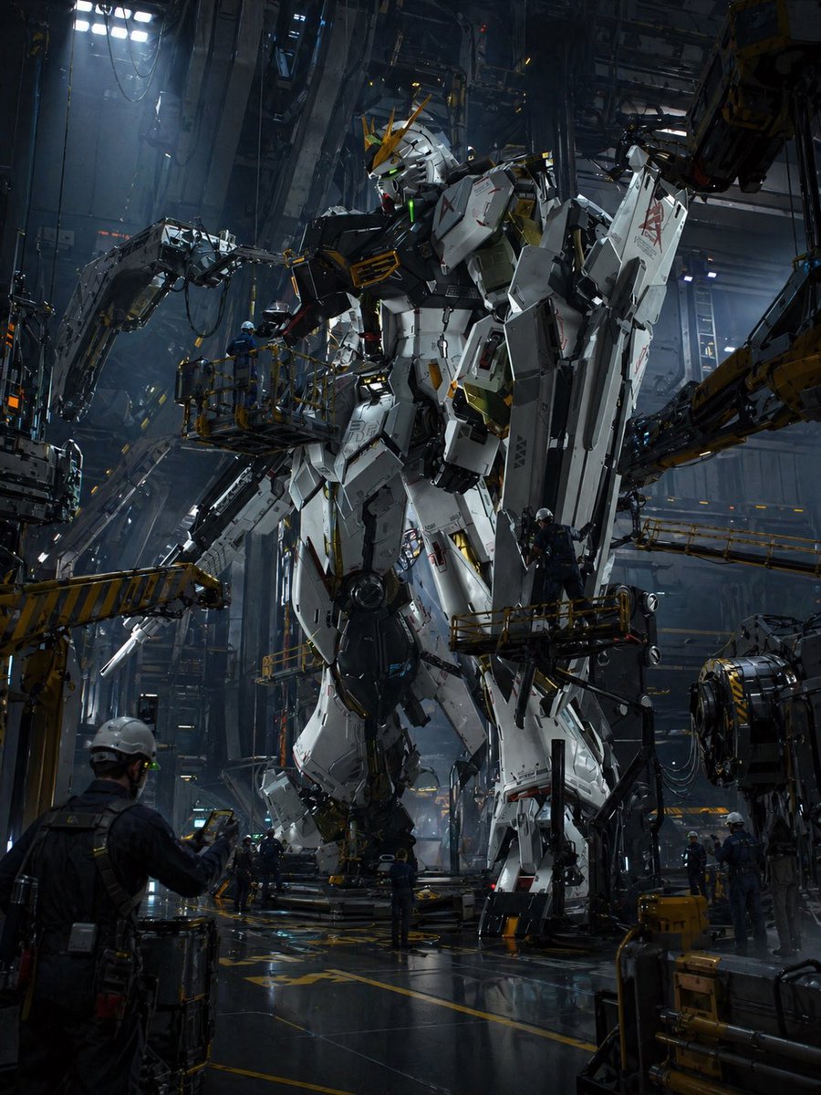 故事绘本 GPT Image 2 提示词：Gundam Maintenance Scene Transformation