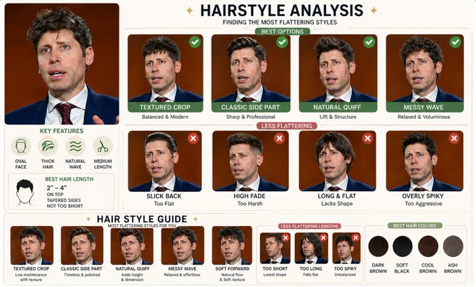 信息图 GPT Image 2 提示词：Hairstyle Comparison Analysis