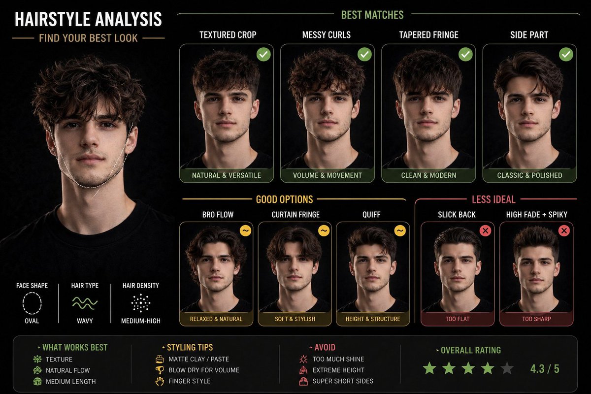 信息图 GPT Image 2 提示词：Hairstyle Suitability Analysis Chart
