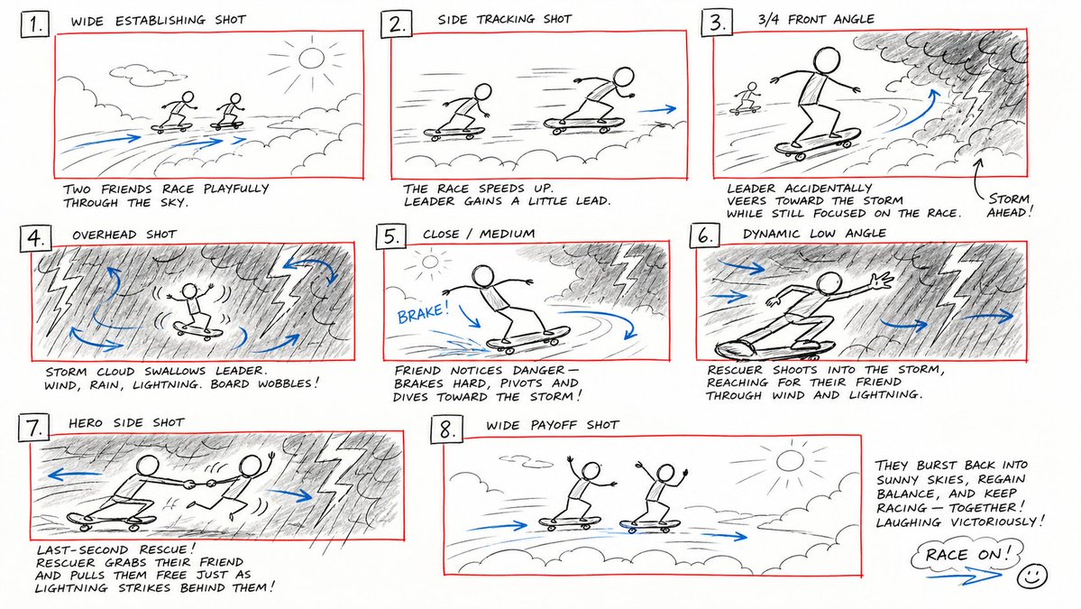 产品视觉 GPT Image 2 提示词：Hand-Drawn Storyboard Previs Sketch