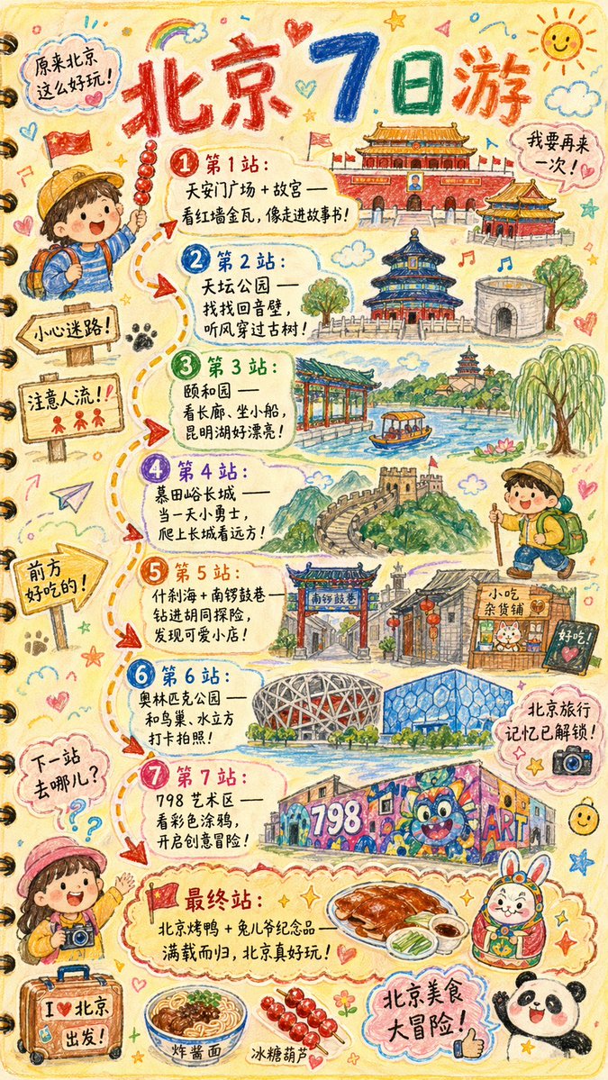 界面稿 GPT Image 2 提示词：Hand-drawn Travel Journal Illustration