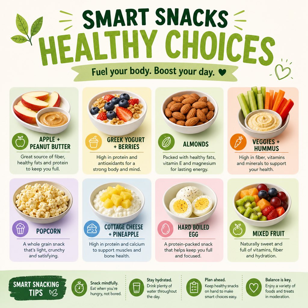 产品视觉 GPT Image 2 提示词：Healthy Smart Snacks Infographic