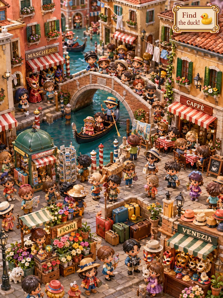 界面稿 GPT Image 2 提示词：Hidden Duck in Miniature Venice