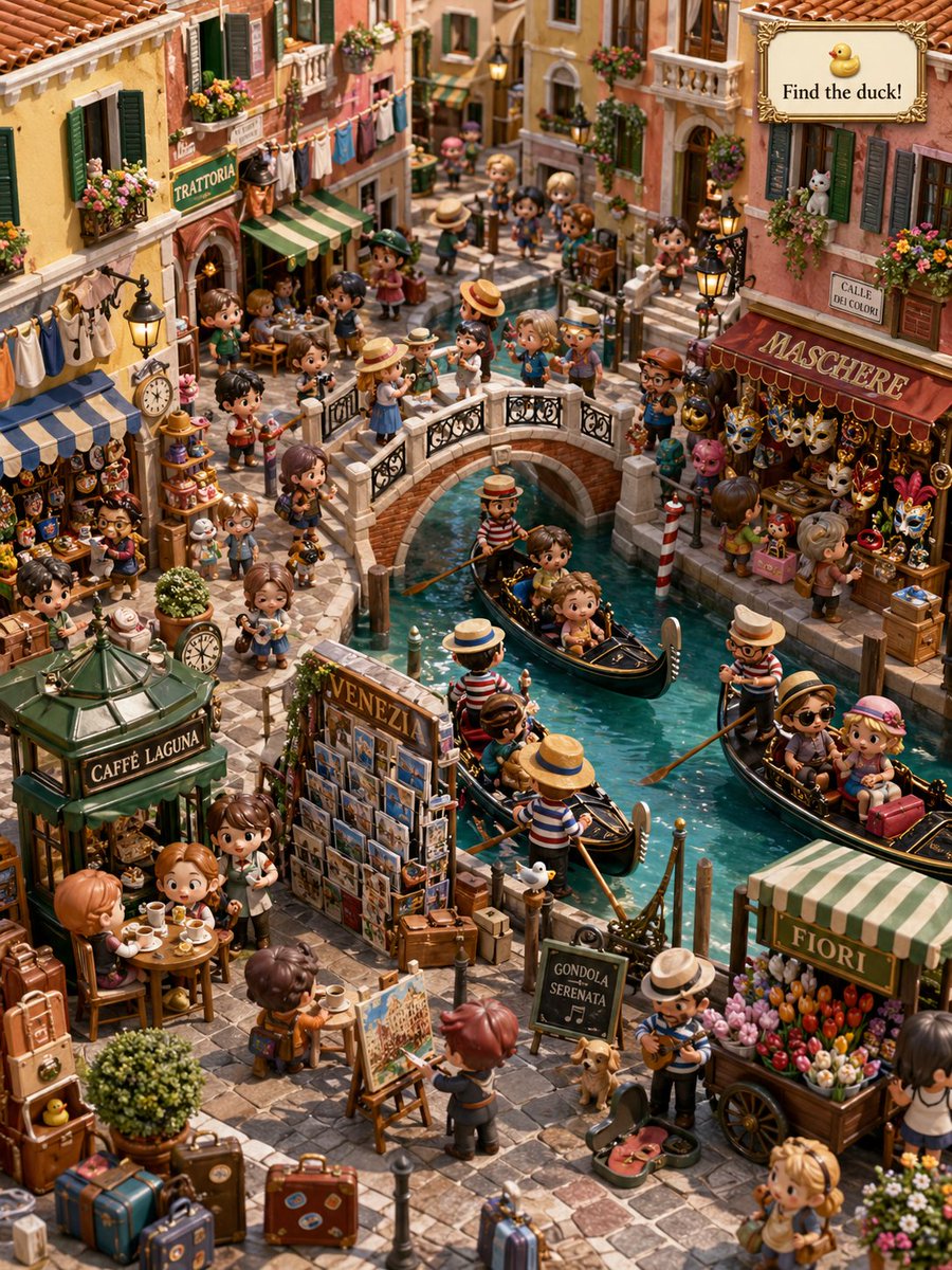 产品视觉 GPT Image 2 提示词：Hidden Duck in Miniature Venice