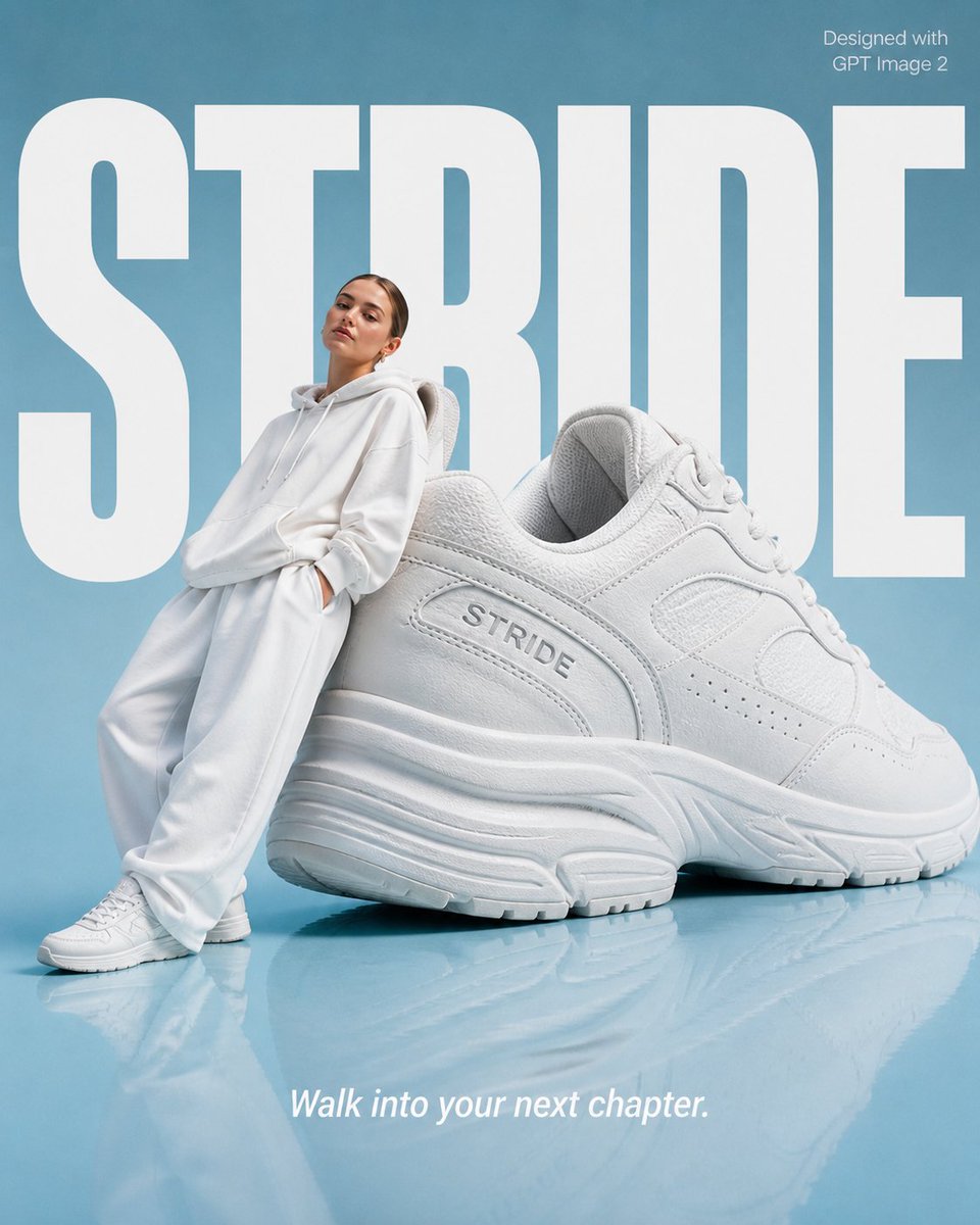 产品视觉 GPT Image 2 提示词：High-End Fashion 'Stride' Poster