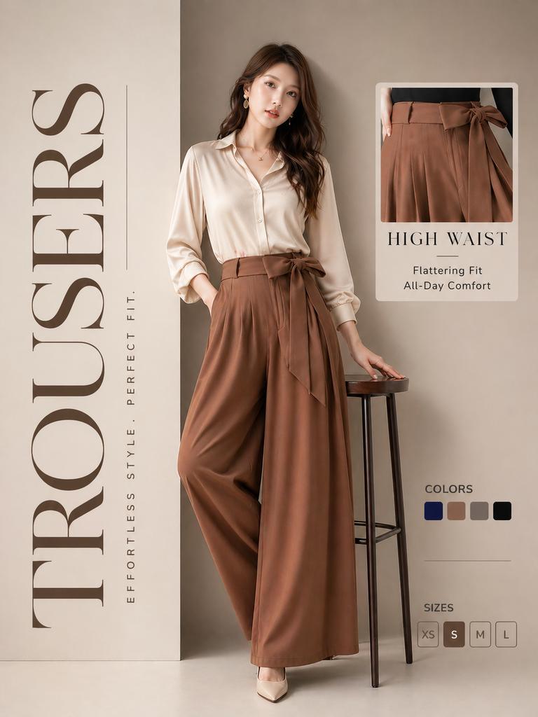 产品视觉 GPT Image 2 提示词：High-End Trousers Advertising Poster