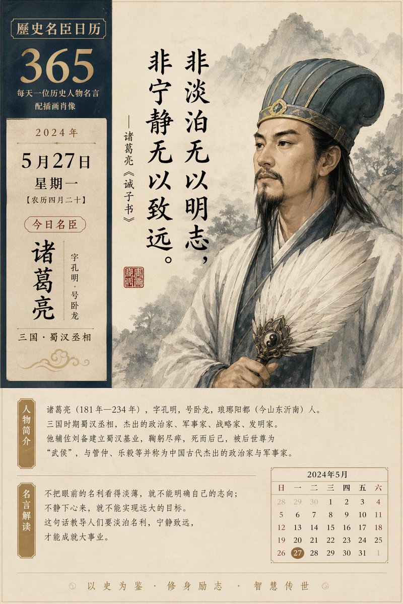 角色设定 GPT Image 2 提示词：Historical figure calendar prompt