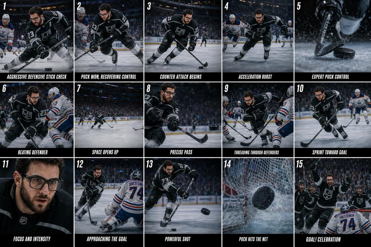 信息图 GPT Image 2 提示词：Hockey Game Cinematic Storyboard