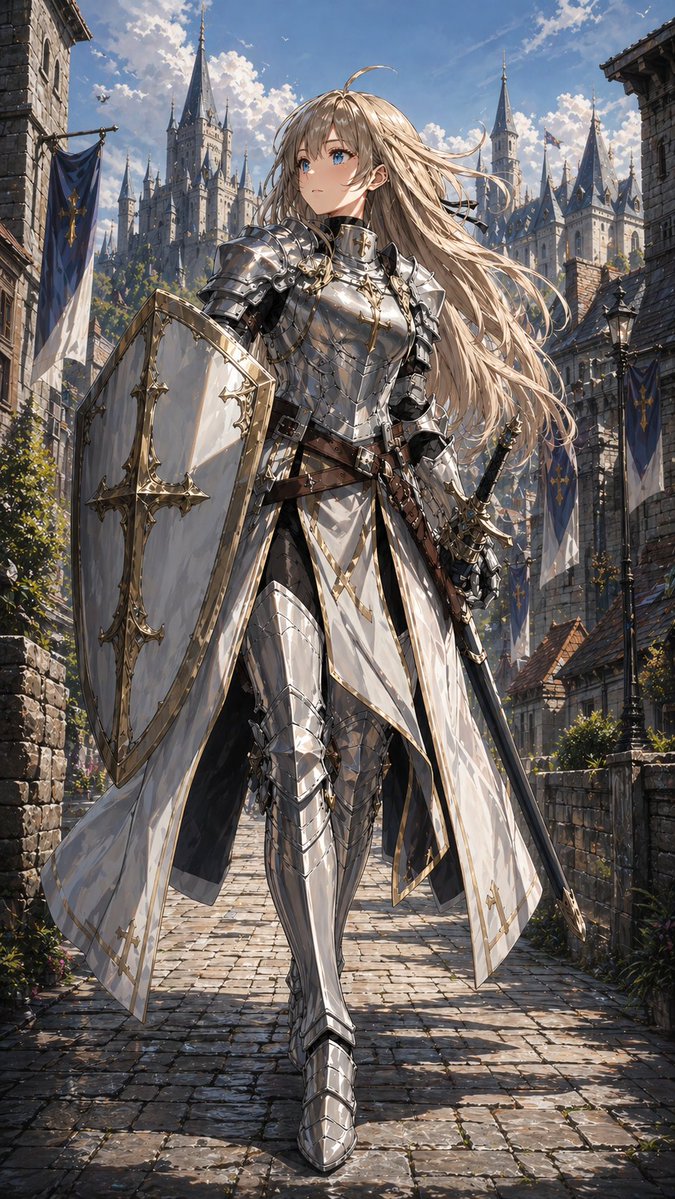 界面稿 GPT Image 2 提示词：Holy Knight in a Castle City
