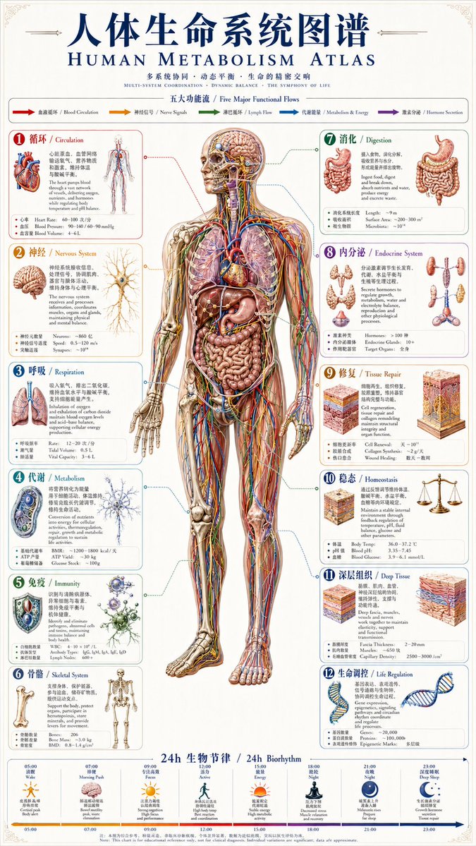 产品视觉 GPT Image 2 提示词：Human Metabolism Atlas Poster
