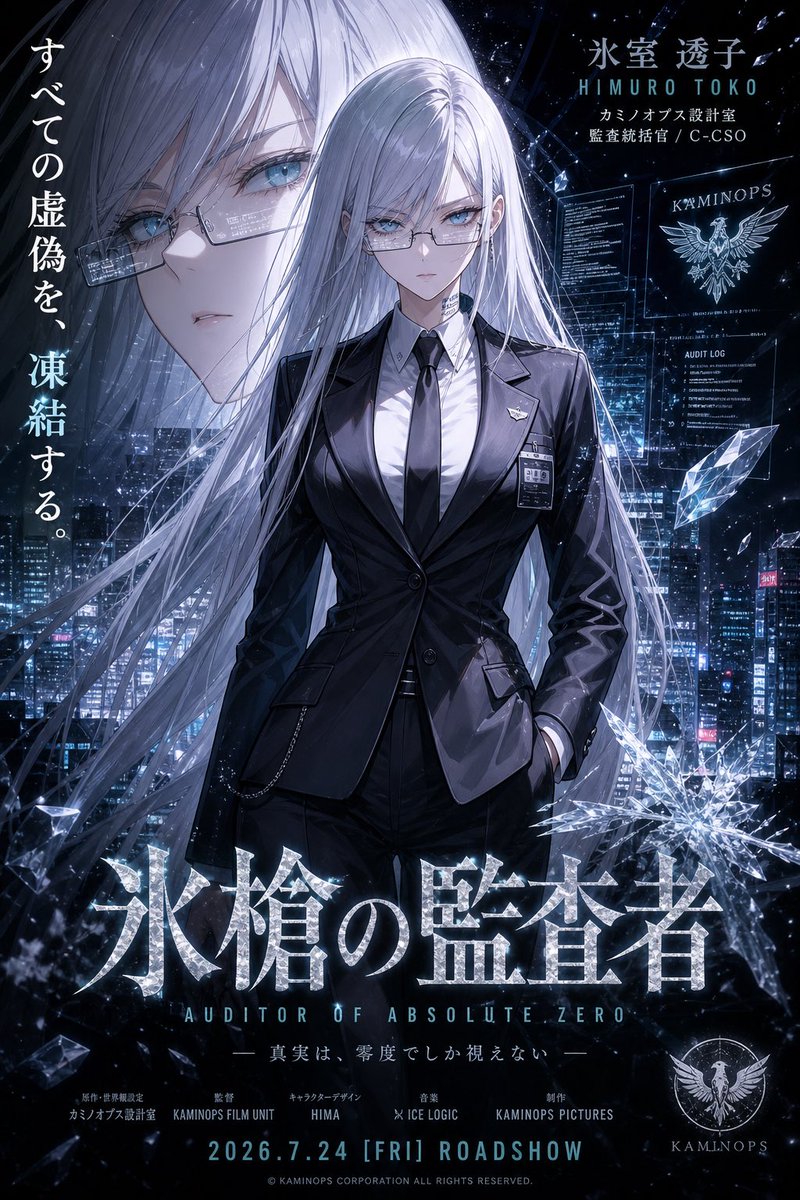 产品视觉 GPT Image 2 提示词：Ice Auditor Cyberpunk Movie Poster