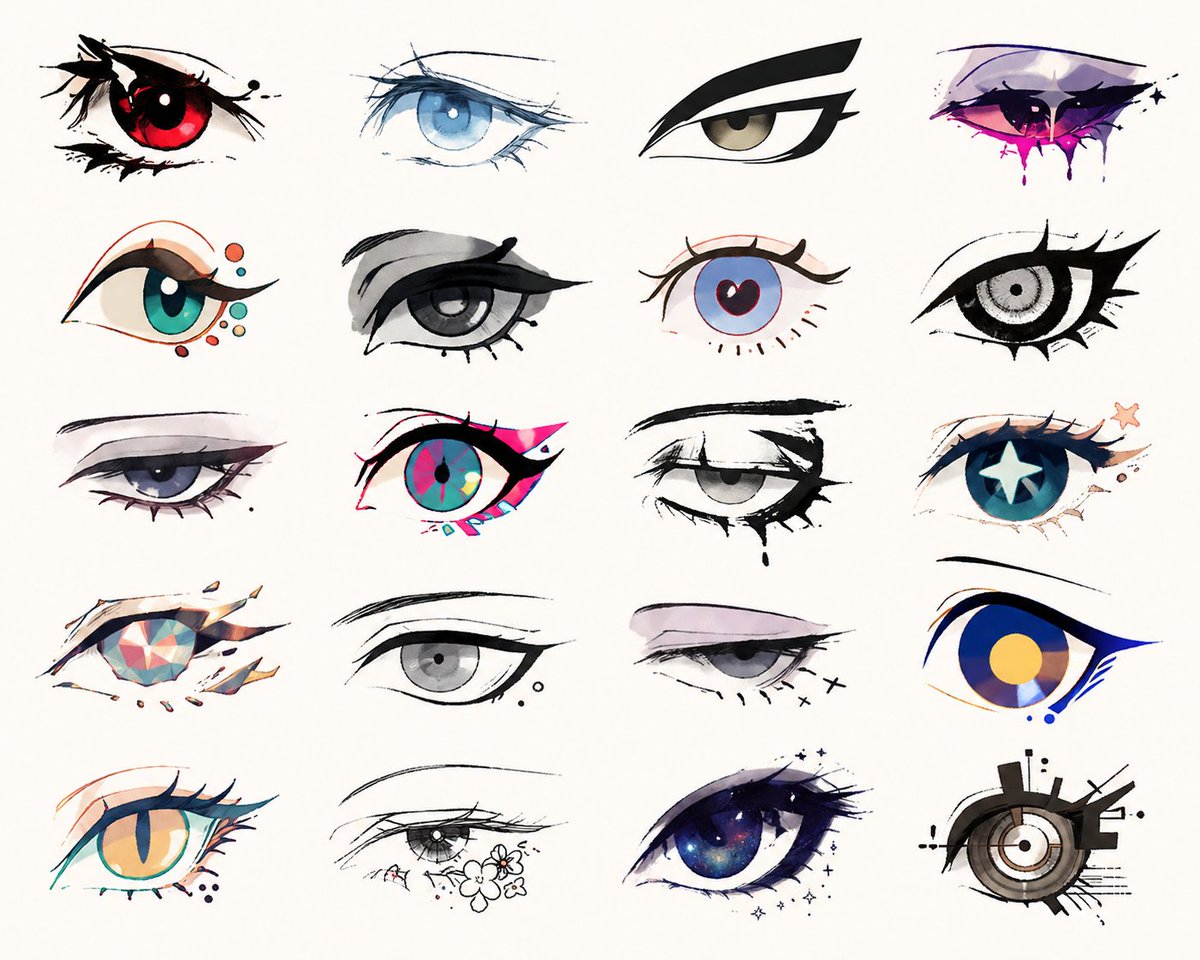 界面稿 GPT Image 2 提示词：Illustrator-style eye design