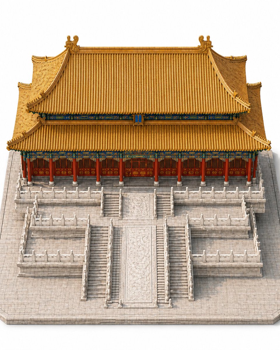 界面稿 GPT Image 2 提示词：Imperial Chinese Hall Model Render