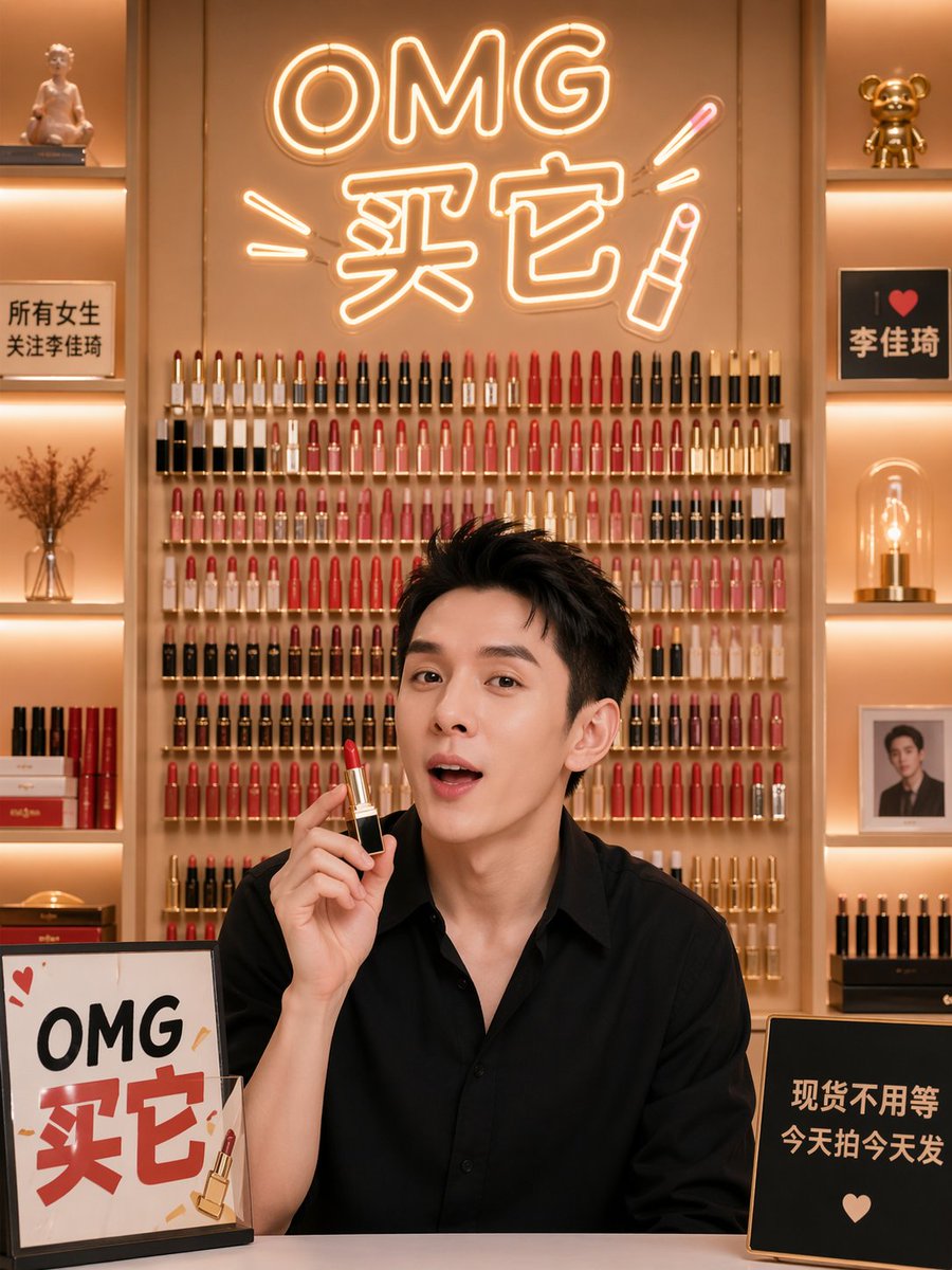 社媒配图 GPT Image 2 提示词：Influencer Live Stream Room Background