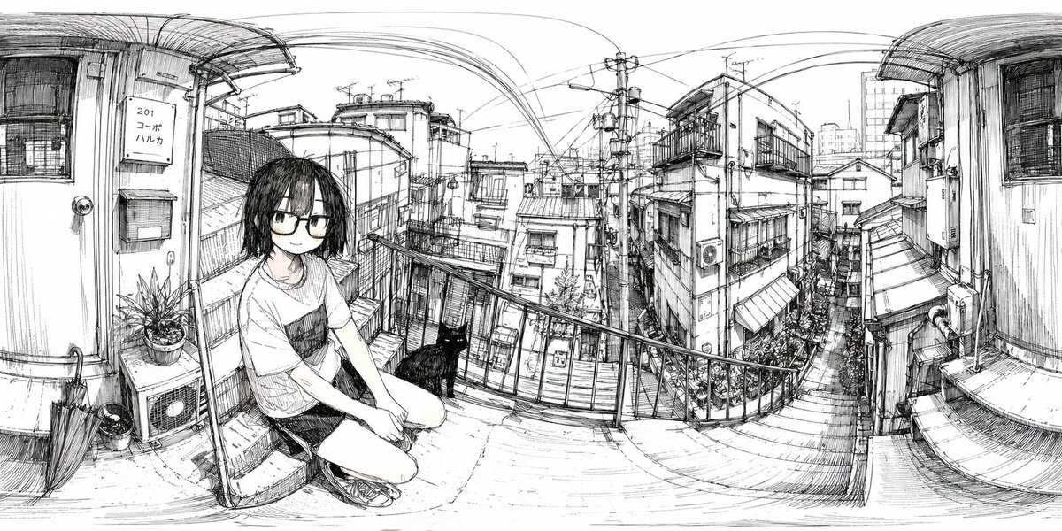 产品视觉 GPT Image 2 提示词：Ink 360 Panorama of Tokyo Backstreet