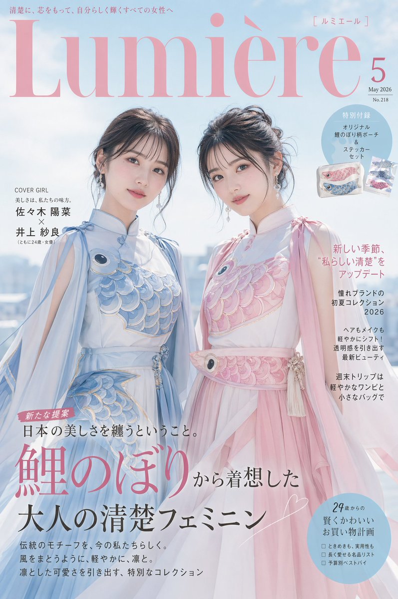 产品视觉 GPT Image 2 提示词：Japanese Fashion Cover with Koinobori Dresses