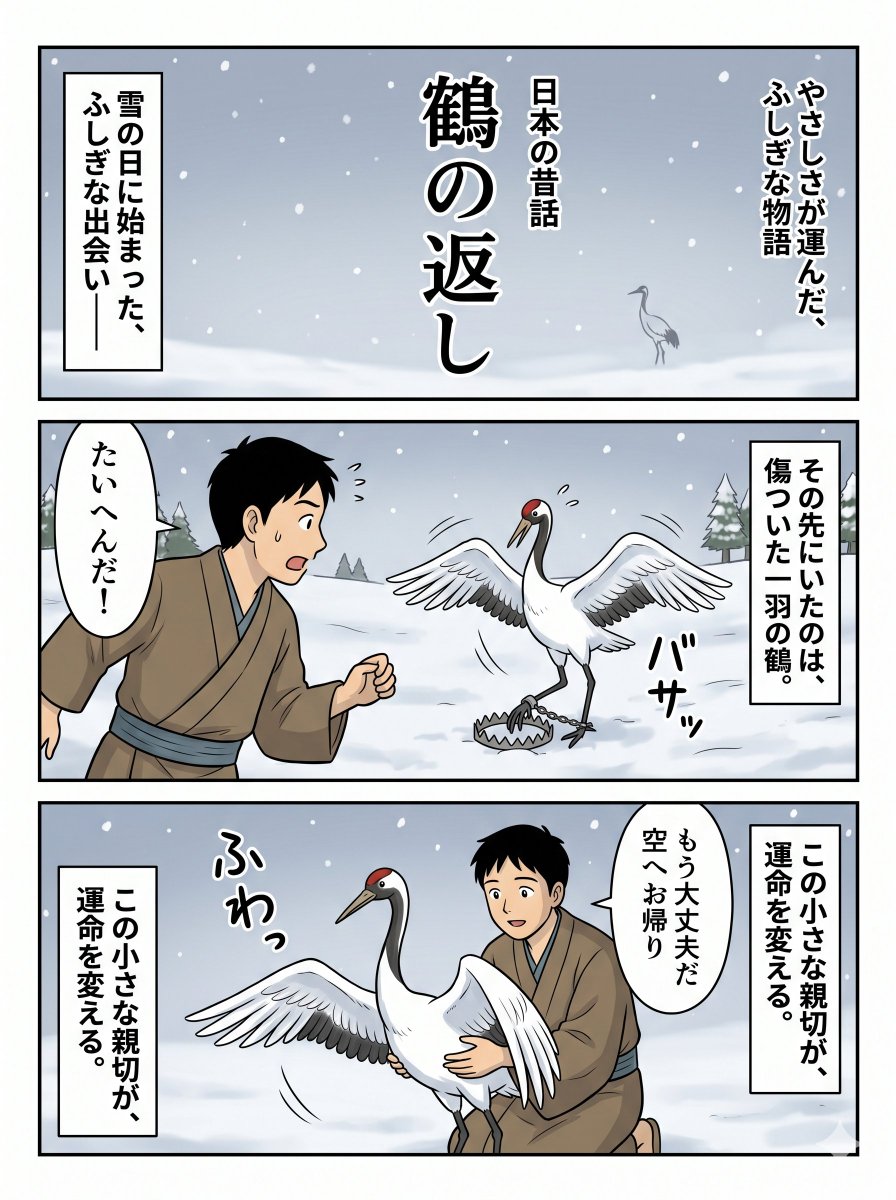 产品视觉 GPT Image 2 提示词：Japanese Folktale Crane Manga Page