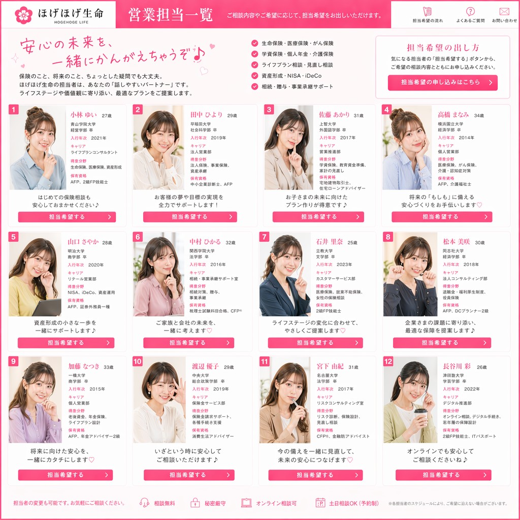 产品视觉 GPT Image 2 提示词：Japanese Insurance Staff Directory Mockup