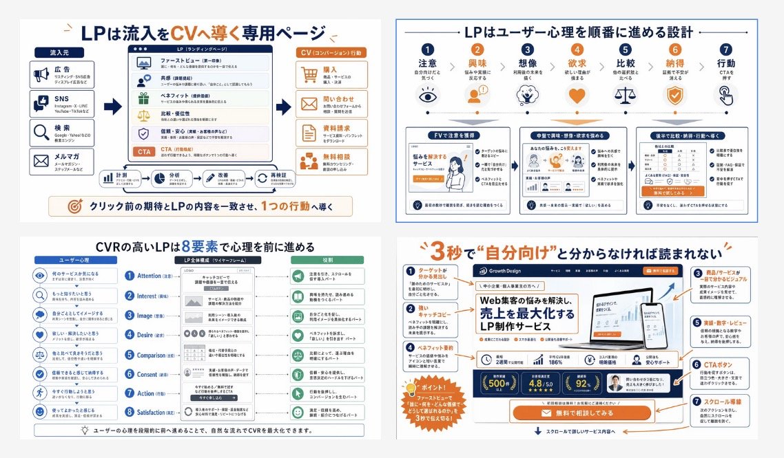 产品视觉 GPT Image 2 提示词：Japanese LP Conversion Infographic Grid