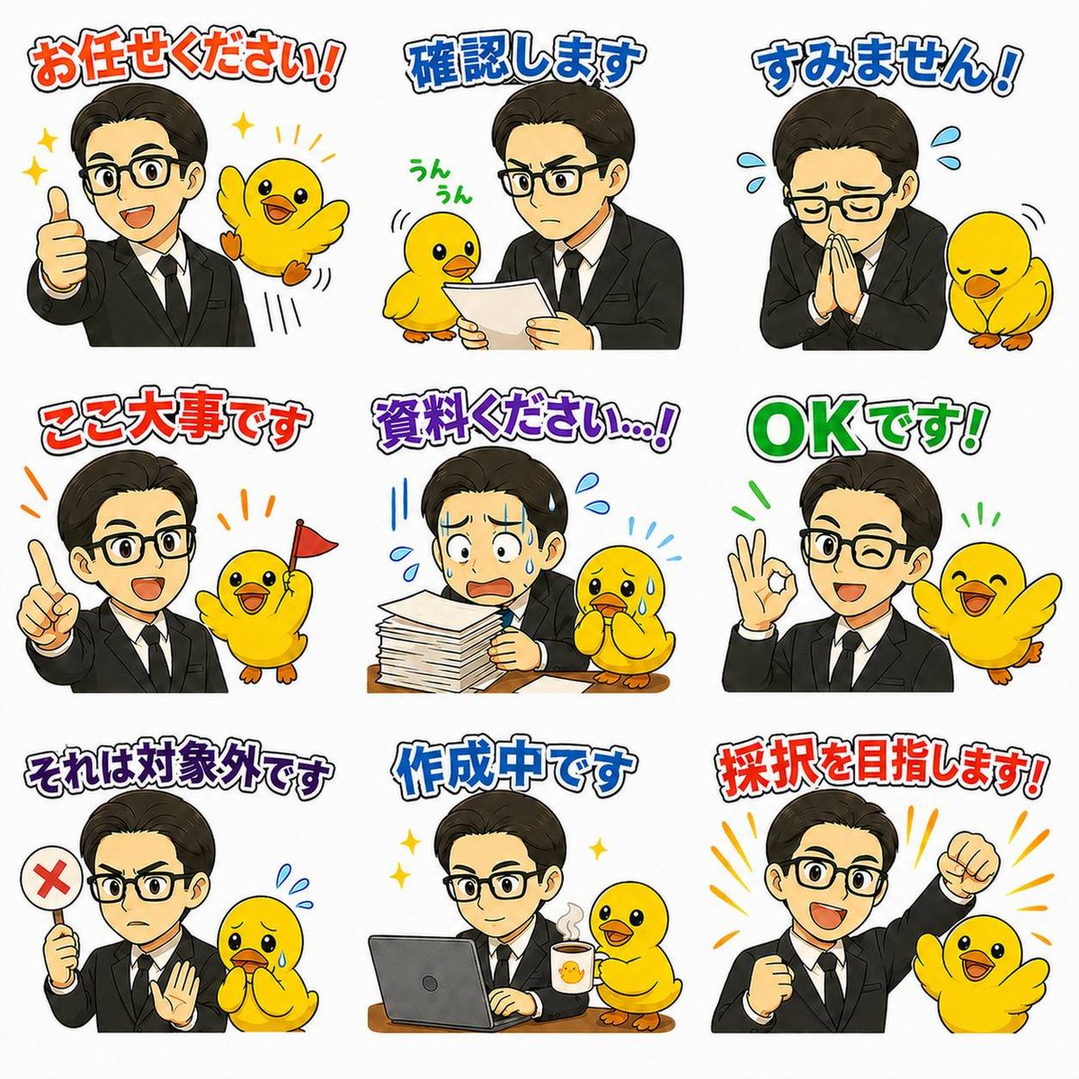 产品视觉 GPT Image 2 提示词：Japanese Office LINE Sticker Sheet