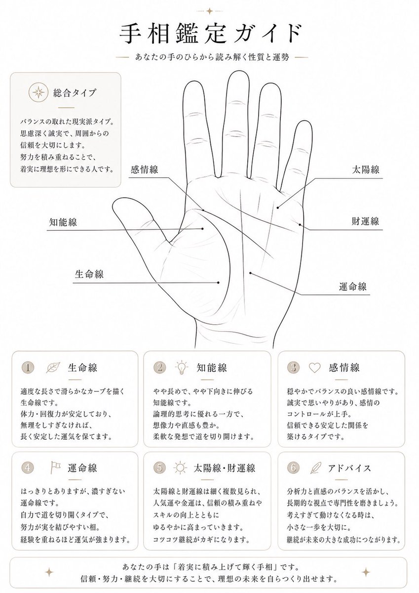 信息图 GPT Image 2 提示词：Japanese Palm Reading Guide