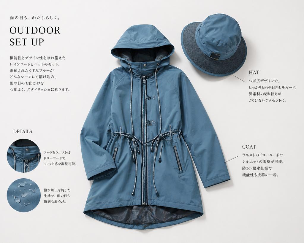 产品视觉 GPT Image 2 提示词：Japanese Rainwear Catalog Layout